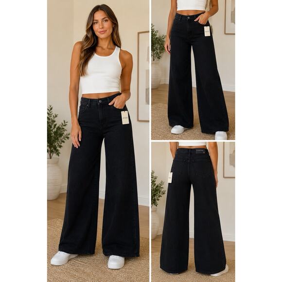 Just Black Denim - NWT Just Black Denim Wide Leg Jeans Women’s 29 Black High Rise USA